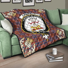 Cameron of Lochiel Ancient Tartan Crest Premium Quilt - Gold Thistle Style