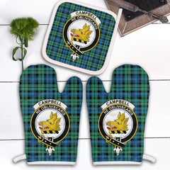 Campbell Ancient 01 Tartan Crest Oven Mitt And Pot Holder (2 Oven Mitts + 1 Pot Holder)