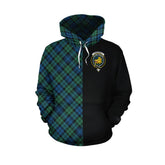 Campbell Ancient 02 Tartan Hoodie Half of Me - Cross Style