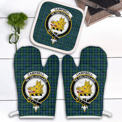 Campbell Ancient 02 Tartan Crest Oven Mitt And Pot Holder (2 Oven Mitts + 1 Pot Holder)