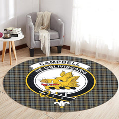 Campbell Argyll Weathered Tartan Crest Round Rug