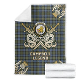 Campbell Faded Tartan Gold Courage Symbol Blanket