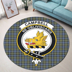 Campbell Faded Tartan Crest Round Rug