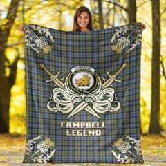 Campbell Faded Tartan Gold Courage Symbol Blanket