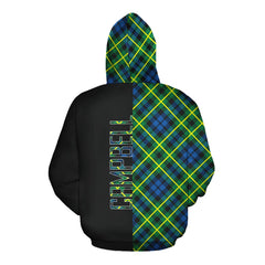 Campbell of Breadalbane Ancient Tartan Hoodie Half of Me - Cross Style