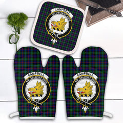 Campbell Of Cawdor Modern Tartan Crest Oven Mitt And Pot Holder (2 Oven Mitts + 1 Pot Holder)