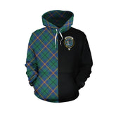 Carmichael Ancient Tartan Hoodie Half of Me - Cross Style