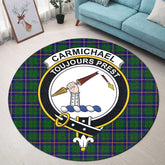 Carmichael Modern Tartan Crest Round Rug