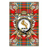 Chattan Tartan Crest Black Garden Flag - Gold Thistle Style