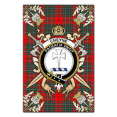 Cheyne Tartan Crest Black Garden Flag - Gold Thistle Style