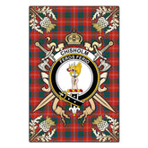 Chisholm Ancient Tartan Crest Black Garden Flag - Gold Thistle Style