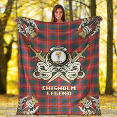 Chisholm Ancient Tartan Gold Courage Symbol Blanket