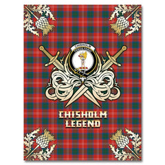 Chisholm Ancient Tartan Gold Courage Symbol Blanket