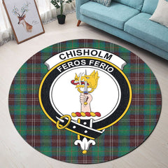 Chisholm Hunting Ancient Tartan Crest Round Rug
