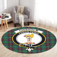 Chisholm Hunting Ancient Tartan Crest Round Rug