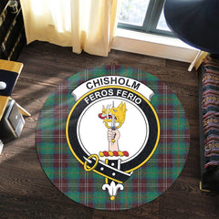 Chisholm Hunting Ancient Tartan Crest Round Rug