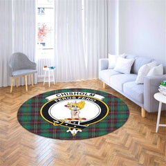Chisholm Hunting Ancient Tartan Crest Round Rug