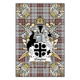 Clayton Tartan Crest Black Garden Flag - Gold Thistle Style