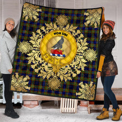 Clelland Modern Tartan Crest Premium Quilt - Gold Thistle Style