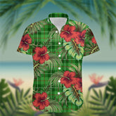 Clephane (or Clephan) Tartan Hawaiian Shirt Hibiscus, Coconut, Parrot, Pineapple - Tropical Garden Shirt
