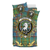 Colville Tartan Crest Bedding Set - Golden Thistle Style