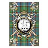 Colville Tartan Crest Black Garden Flag - Gold Thistle Style
