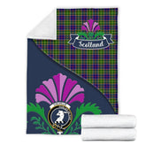 Colville Tartan Crest Premium Blanket - Thistle Style