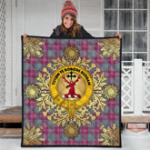 Crawford Ancient Tartan Crest Premium Quilt - Gold Thistle Style