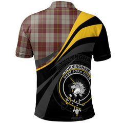 Cunningham Burgundy Dancers Tartan Polo Shirt - Royal Coat Of Arms Style