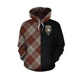Cunningham Burgundy Dancers Tartan Hoodie Half of Me - Cross Style