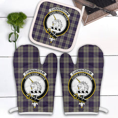 Cunningham Dress Blue Dancers Tartan Crest Oven Mitt And Pot Holder (2 Oven Mitts + 1 Pot Holder)