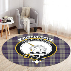 Cunningham Dress Blue Dancers Tartan Crest Round Rug