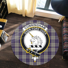 Cunningham Dress Blue Dancers Tartan Crest Round Rug