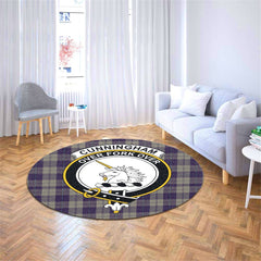Cunningham Dress Blue Dancers Tartan Crest Round Rug
