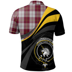 Cunningham Dress Burgundy (Dance) Tartan Polo Shirt - Royal Coat Of Arms Style