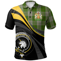 Cunningham Dress Green Dancers Tartan Polo Shirt - Royal Coat Of Arms Style