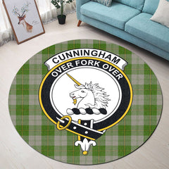 Cunningham Dress Green Dancers Tartan Crest Round Rug