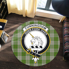 Cunningham Dress Green Dancers Tartan Crest Round Rug