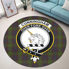 Cunningham Hunting Modern Tartan Crest Round Rug