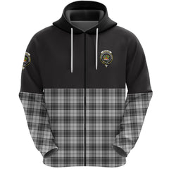 Douglas Grey Modern Clan Half Of Tartan Zipper Hoodie
