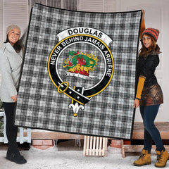 Douglas Grey Modern Tartan Crest Quilt