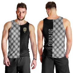 Douglas Grey Modern Tartan Crest Men's Tank Top - Cross Style