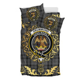 Drummond Grey Tartan Crest Bedding Set - Golden Thistle Style