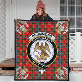 Drummond of Perth Tartan Crest Premium Quilt - Gold Thistle Style