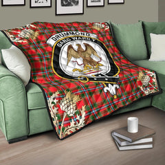 Drummond of Perth Tartan Crest Premium Quilt - Gold Thistle Style