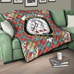 Dunbar Ancient Tartan Crest Premium Quilt - Gold Thistle Style