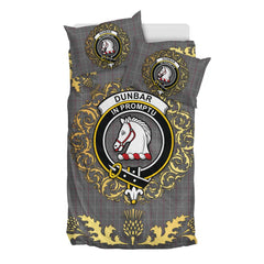 Dunbar of Pitgaveny Tartan Crest Bedding Set - Golden Thistle Style
