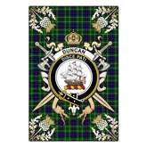 Duncan Modern Tartan Crest Black Garden Flag - Gold Thistle Style