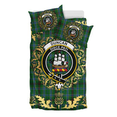 Duncan of Sketraw Tartan Crest Bedding Set - Golden Thistle Style