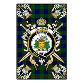 Dundas Modern Tartan Crest Black Garden Flag - Gold Thistle Style